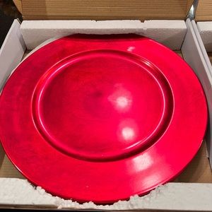 8 Red Charger Plates 13” Christmas